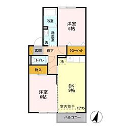 グラン・デ・コートA 2DKの間取図画像