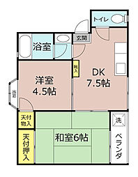 つくばエクスプレス 八潮駅 徒歩25分の賃貸アパート 2階2DKの間取り