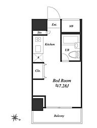 東京メトロ日比谷線 神谷町駅 徒歩6分の賃貸マンション 3階ワンルームの間取り