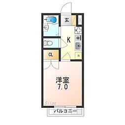 ハイツポポロ 1Kの間取図画像