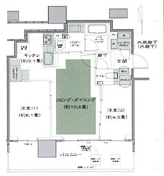 シティタワーズ板橋大山サウスタワー 12階2LDKの間取り