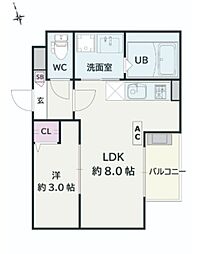 Jack kasumigasekihigashiI 1LDKの間取図画像