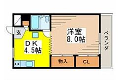 トライス 1DKの間取図画像
