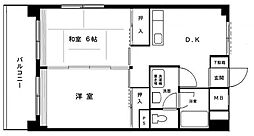 関東江古田マンション 3階2DKの間取り