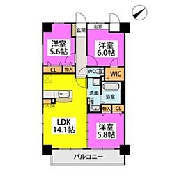 シグレア下大利 3LDKの間取図画像