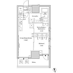ザ・パークハビオ北千住 12階2LDKの間取り