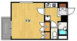 ダイナコート産大前 3階ワンルームの間取り