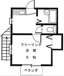 コーポ天神 1Kの間取図画像