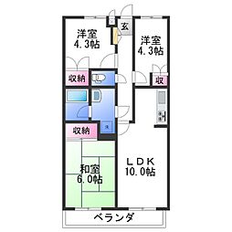 メゾン梶取 2階3LDKの間取り
