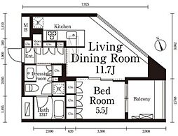 パークキューブ春日安藤坂 3階1LDKの間取り