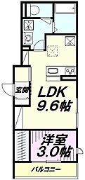 D-RESIDENCE飯能 2階1LDKの間取り