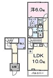 ルミエ ソレイユ 1LDKの間取図画像