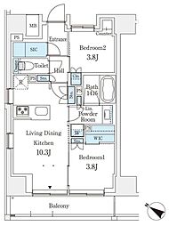 テラス駒込イースト 2LDKの間取図画像