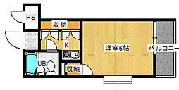グローリア初穂新宿2 1Kの間取図画像