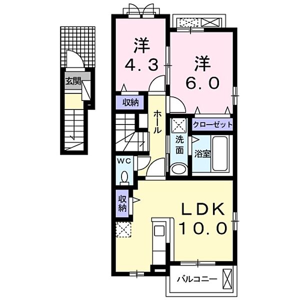 グラン　テラス ｜大阪府泉佐野市中庄(賃貸アパート2LDK・2階・52.81㎡)の写真 その2