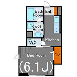 カーサヴェルデ下目黒 1階1Kの間取り