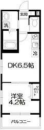 MELLAS元加治 1DKの間取図画像