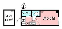 β ワンルームの間取図画像