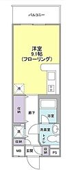 ヴェルデュール本郷　弐番館 4階ワンルームの間取り