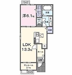 メゾン初富 1階1LDKの間取り