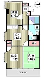 ブルジョン7 5階3DKの間取り