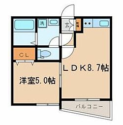 メープルコート 1階1LDKの間取り