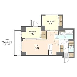 S-RESIDENCE高島平asolea 4階2LDKの間取り