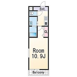 フジパレス黒田V番館 1階1Kの間取り