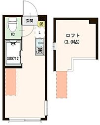 カレッジヒルズ小竹向原 1階ワンルームの間取り