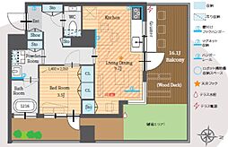 パークルール恵比寿 1LDKの間取図画像