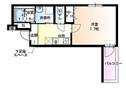 フジパレス上野芝V番館 1階1Kの間取り