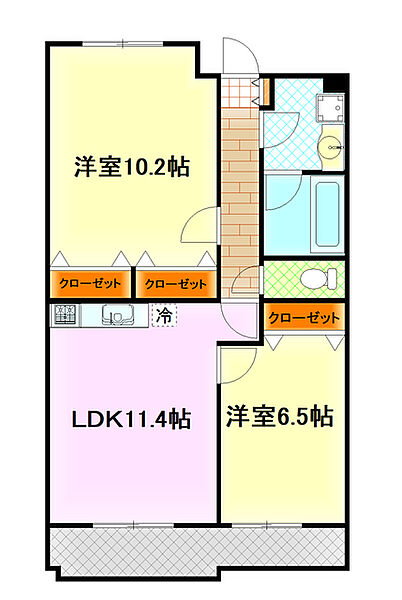 静岡県駿東郡清水町徳倉(賃貸マンション2LDK・3階・63.71㎡)の写真 その2