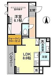D-Sereno富士見町 2階1LDKの間取り
