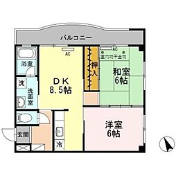 ルネッサ三和町 2DKの間取図画像