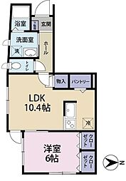 テラスハウス仲通 1LDKの間取図画像