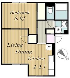 小田急小田原線 小田急相模原駅 徒歩23分の賃貸アパート 3階1LDKの間取り