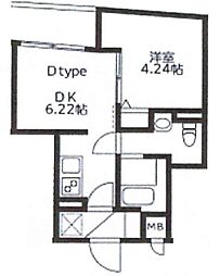 ＵＲｅｓｉｄｅｎｃｅ武蔵小山 地下1階1DKの間取り