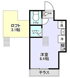 清明 1階ワンルームの間取り