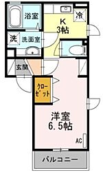 カハナコート 2階1Kの間取り