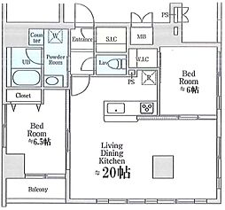 SUAVE PALAIS 3階2LDKの間取り