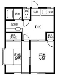コーポ四ツ谷 1階2DKの間取り