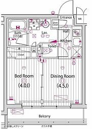 ガーラ練馬グランドステージ 4階1DKの間取り