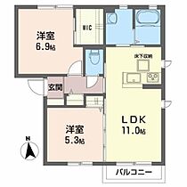 ティアラコートII B102 ｜ 宮城県黒川郡大和町吉岡天皇寺東21-4（賃貸アパート2LDK・1階・54.07㎡） その2