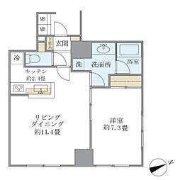 KDXレジデンス秋葉原 1LDKの間取図画像