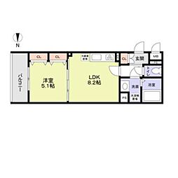 フォレストクリエオーレ大庭町 1LDKの間取図画像