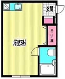 ジュネス東中野 2階ワンルームの間取り