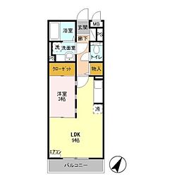 京王線 平山城址公園駅 徒歩11分の賃貸アパート 1階1LDKの間取り