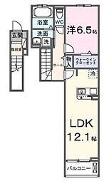 サンライズ 2階1LDKの間取り