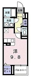 ヴァーグ・ブランシュ ワンルームの間取図画像