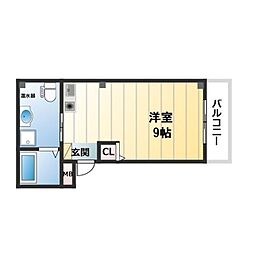 エヌエムヴァンサンク ワンルームの間取図画像